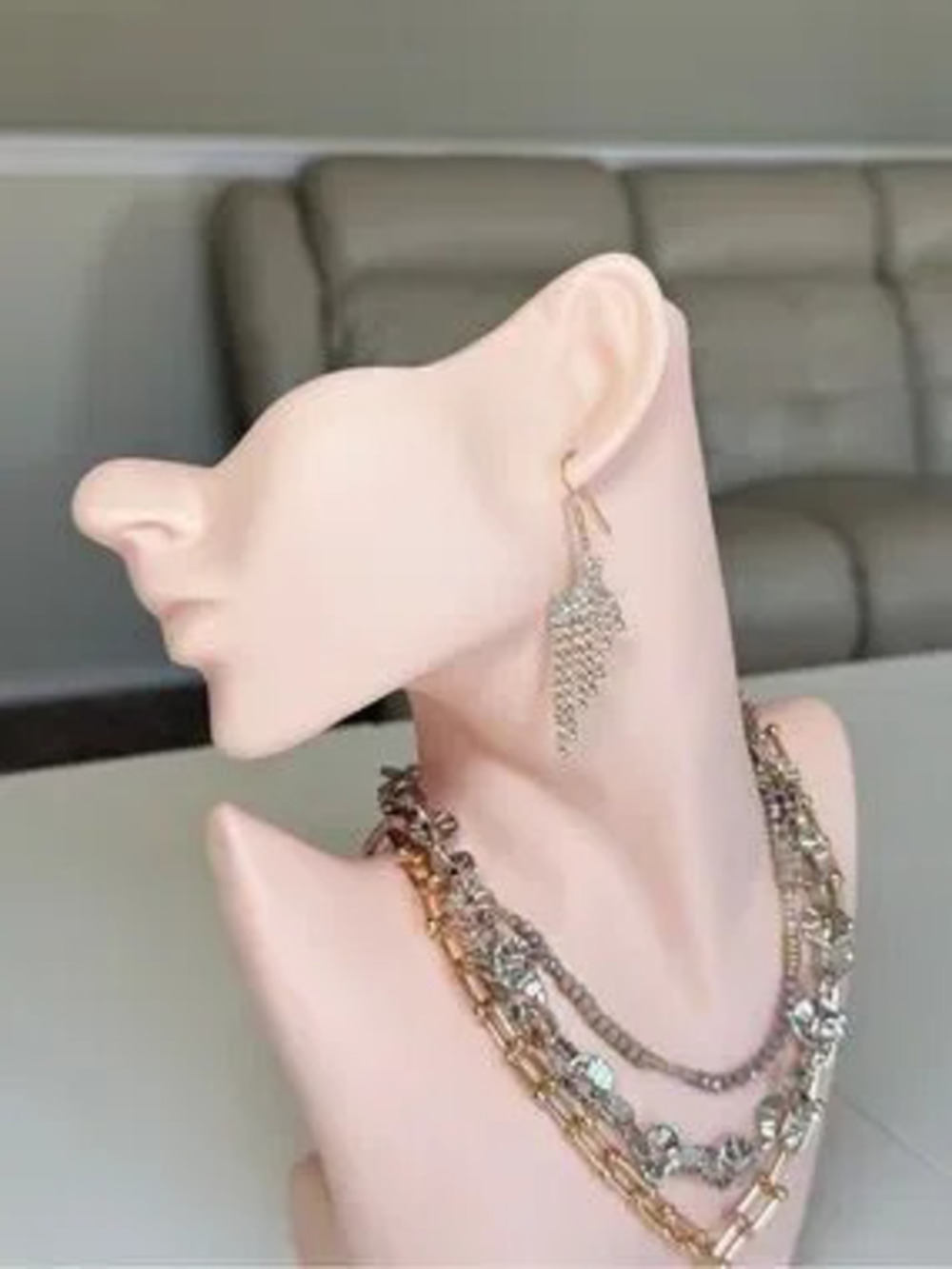 Crystals Cascade Gold Drop Earrings